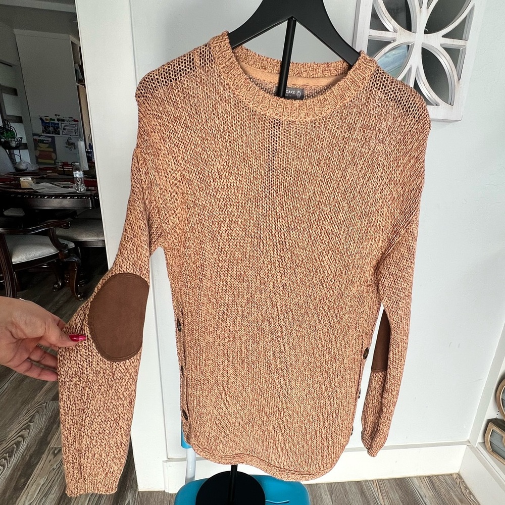 Cozy Tan Sweater with Elbow Patches